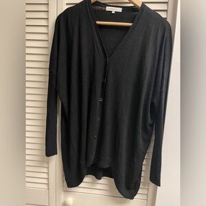 Womens Sandwich Black Cardigan Wool Blend Oversized Small fits up to XXL 27” p2p